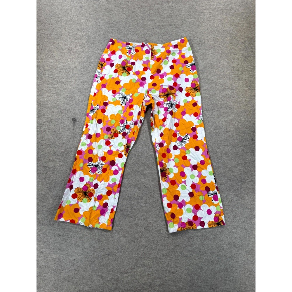 Rebecca Thomas Cropped Flower Power Trouser Pants Womens 10 Multicolor Back Zip